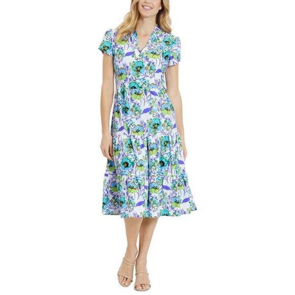 Jude Connally Libby Floral Tiered Midi Dress Sz S - Picture 1 of 2